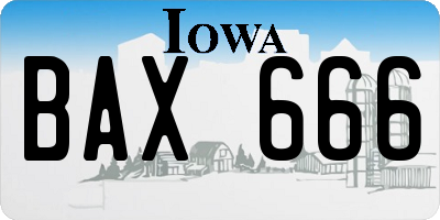 IA license plate BAX666
