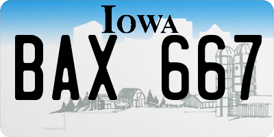 IA license plate BAX667