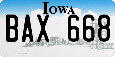 IA license plate BAX668