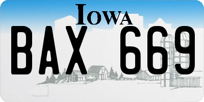 IA license plate BAX669