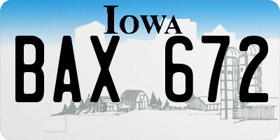 IA license plate BAX672