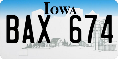 IA license plate BAX674