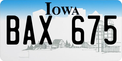 IA license plate BAX675