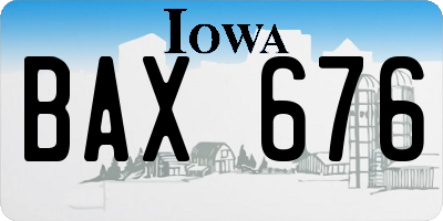 IA license plate BAX676