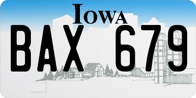 IA license plate BAX679