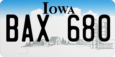 IA license plate BAX680