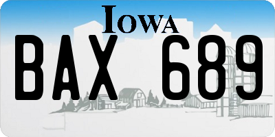 IA license plate BAX689