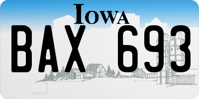 IA license plate BAX693