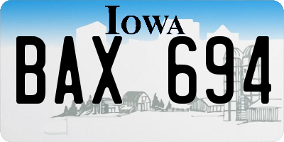 IA license plate BAX694