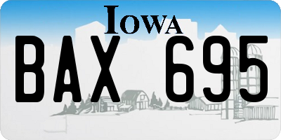 IA license plate BAX695