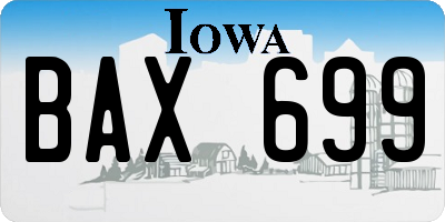 IA license plate BAX699