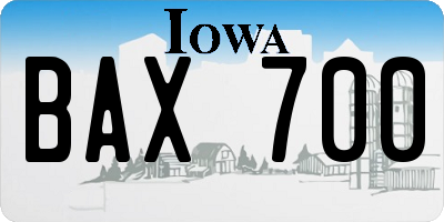 IA license plate BAX700