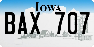 IA license plate BAX707