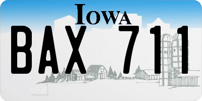 IA license plate BAX711