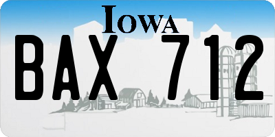 IA license plate BAX712