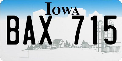 IA license plate BAX715