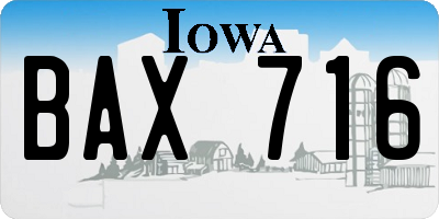 IA license plate BAX716