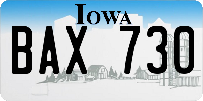 IA license plate BAX730