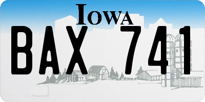 IA license plate BAX741