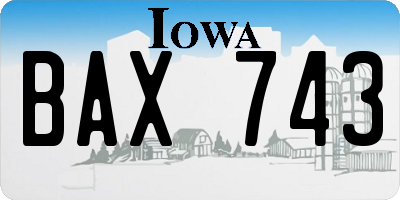 IA license plate BAX743