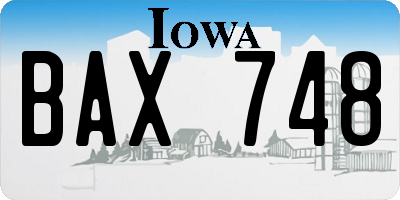 IA license plate BAX748