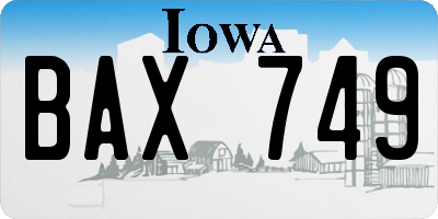 IA license plate BAX749