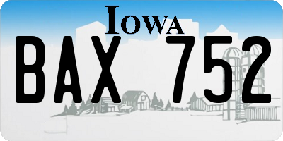 IA license plate BAX752
