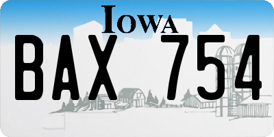 IA license plate BAX754