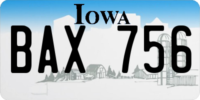 IA license plate BAX756
