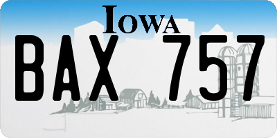 IA license plate BAX757
