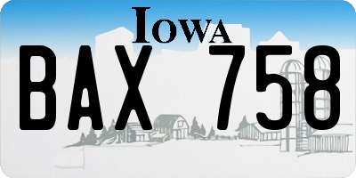 IA license plate BAX758