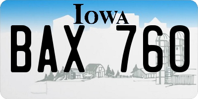 IA license plate BAX760