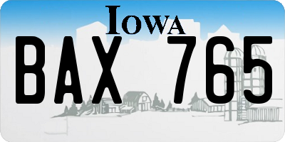 IA license plate BAX765