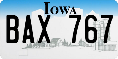IA license plate BAX767