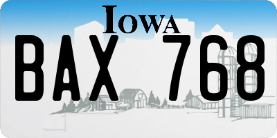 IA license plate BAX768
