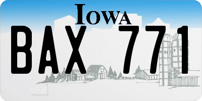 IA license plate BAX771