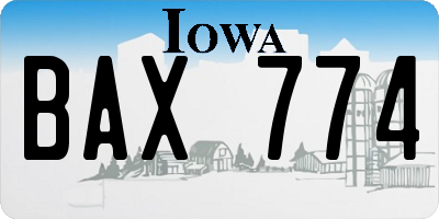 IA license plate BAX774