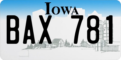 IA license plate BAX781