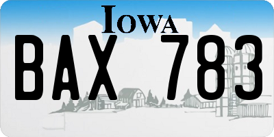 IA license plate BAX783