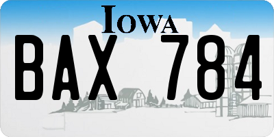 IA license plate BAX784