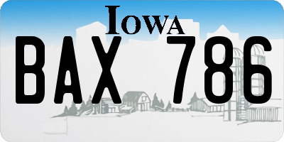 IA license plate BAX786