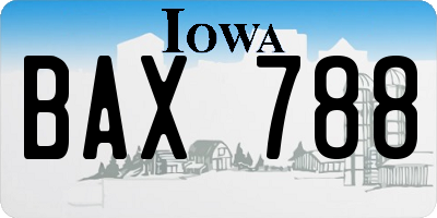 IA license plate BAX788