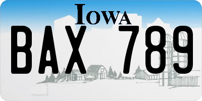 IA license plate BAX789