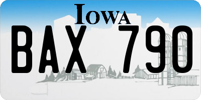 IA license plate BAX790