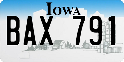 IA license plate BAX791