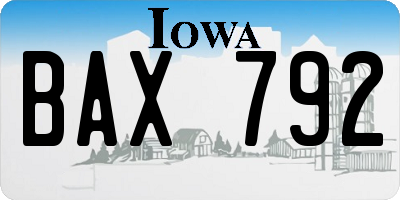 IA license plate BAX792