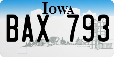 IA license plate BAX793