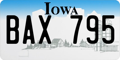 IA license plate BAX795