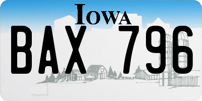IA license plate BAX796