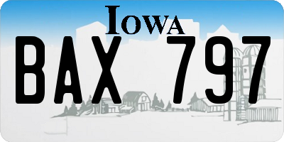 IA license plate BAX797